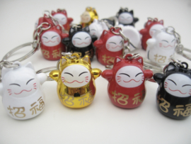 Superleuke Lucky Cat sleutelhanger 4 kleuren