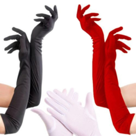Lange gala handschoenen meiden/damesmaat rood