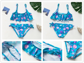 Superleuke bikini blauw met schelpjes en zeesterren