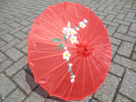 Rode bamboe handbeschilderde parasol 85 cm