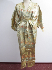 Prachtige lange gouden brokaat kimono met draken one-size