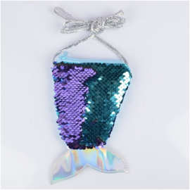 Superleuk glitter pailletten tasje zeemeermin zeegroen/paars