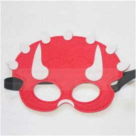 Geweldig leuk en stevig dino masker van vilt rood