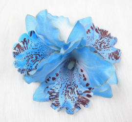 Haarclip/broche driedubbele orchidee blauw