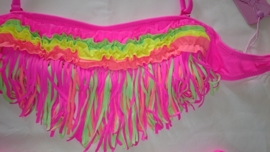 Super hippe fringe bikini met roezels fuchsia alleen nog 152/158