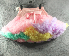 Superfluffy wijde pettiskirt unicorn regenboogkleuren 110 t/m 128