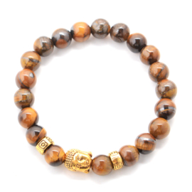 Armband Tijgeroog en goudkleurige Boeddha