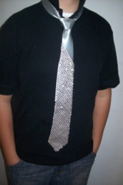 Heren stropdas met zilveren pailletten!