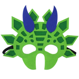 Geweldig leuk en stevig dino masker van vilt groen/blauw