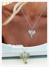 Leuke BOHO ketting met Olifant met turquoise bindi