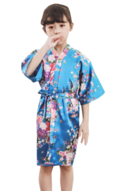 Superleuke kinderkimono met bloemenprint turquoise