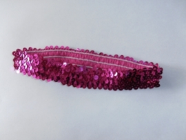 Elastieken haarband met glitterpailletten fuchsia