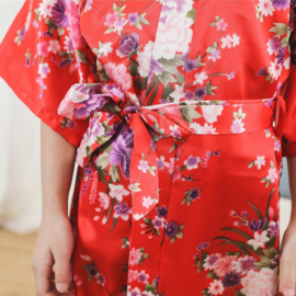 Superleuke kinderkimono met bloemenprint rood