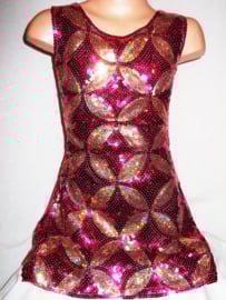 Geweldig mooi retro glitterjurkje fuchsia/goud maat 92 t/m 116