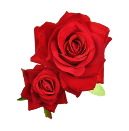 Prachtige grote haarclip twee rozen rood