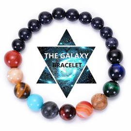 Geweldige GALAXY armband blauwe zandsteenkralen en 11 planetenkralen 8mm