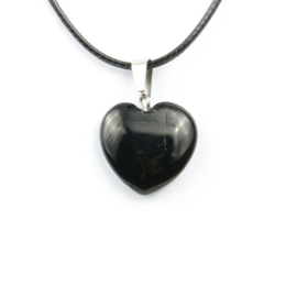 Veterketting met hart van geslepen Zwarte Onyx