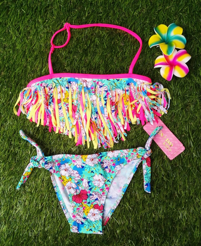 lint Zeemeeuw Netjes Geweldige Ibiza bikini met zomerse print en roze franje | Meisjesmaten |  Aladdin en Yasemin