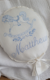 Naamballon 'Rocking Horse' (+opties voor kleur en strik)