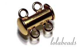 3 stuks Gold filled slot 2 rij ca. 16mm