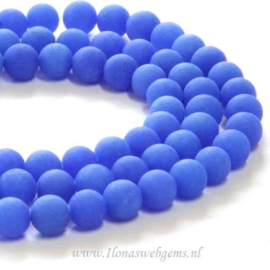 Jade mat blauw rond ca. 10mm