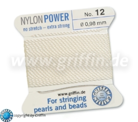 WHITE: Griffin Rijgdraad Nylon 0.98mm No. 12 (NY41)