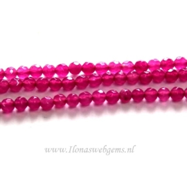 Jade fuchsia facet rond ca. 6mm