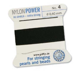 BLACK: Griffin Rijgdraad Nylon 0.60mm No. 4 (NY27)