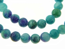 Jade turquoise/paars rond ca. 6mm