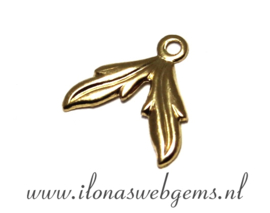 12 stuks Gold filled bedeltje blaadje ca. 11x11x1mm
