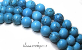 10 strengen turquoise Howliet kralen rond ca. 8mm