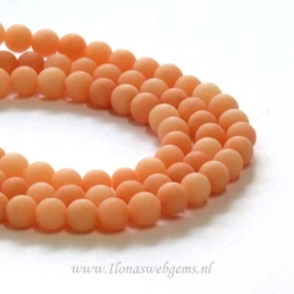 Jade mat zalm-oranje rond ca. 10mm (J55)