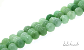 10 strengen Birmaanse Jade kralen rond ca. 3mm