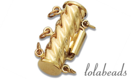 1 stuk 14 karaat gouden slot 3-rij ca. 17x6mm