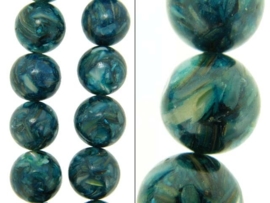 Parelmoer blauw rond 14mm