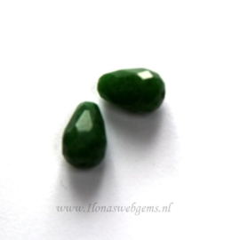 1 paar Jade groen facet pegels ca. 12x8mm