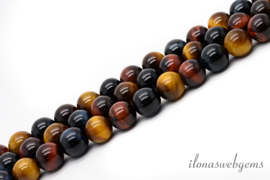 10 strengen Mixed Tijgeroog kralen ca. 8mm (1.11)