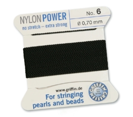 BLACK: Griffin Rijgdraad Nylon 0.70mm No. 6 (NY28)