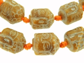 Jade Buddha`s geel ca. 19x15mm (i90)