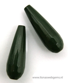 1 paar Jade facet pegels Smaragd ca. 30x10mm (BB9-M)