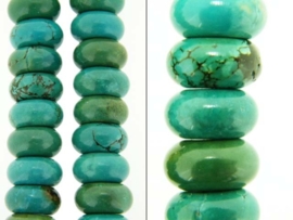 Howliet turquoise-groen rondellen ca. 12x6mm