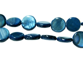 Parelmoer coins blauw ca. 10x2,5mm