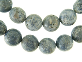 Blauwe Koraal bolle coin ca. 12x14mm