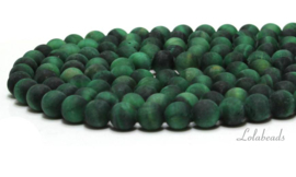 10 strengen Tijgeroog kralen mat  groen rond ca. 8mm