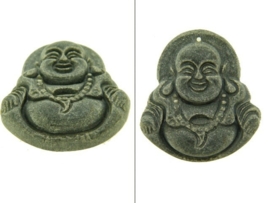 Zwarte Jaspis Buddha hanger `iced` ca. 37x34mm