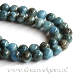 Pyriet in Bleu sponge Quartz rond ca. 8mm