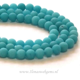 Jade mat turquoise groen rond ca. 6,5mm (G163)