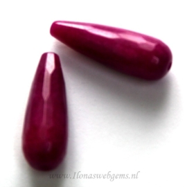 1 paar Jade fuchsia facet pegels ca. 30x10mm