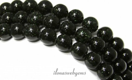 10 strengen Groene Goudsteen kralen rond ca. 10mm