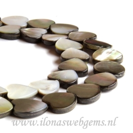 Black lip shell hartjes ca. 14x14x4mm